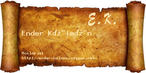 Ender Kálmán névjegykártya